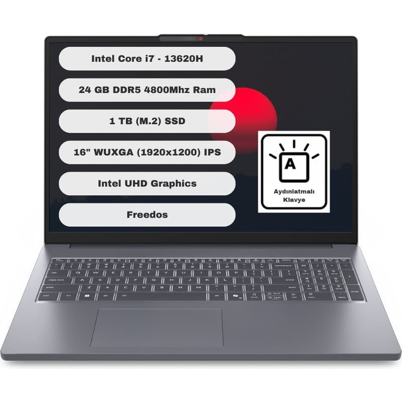 Lenovo Ideapad Slim 3 16IRH10 GTI24 Intel Core I7 13620H 24GB 1tb SSD Freedos 16'' Fhd Taşınabilir Bilgisayar 83K2001VTR - En Uygun Fiyatlarla Piinti'de