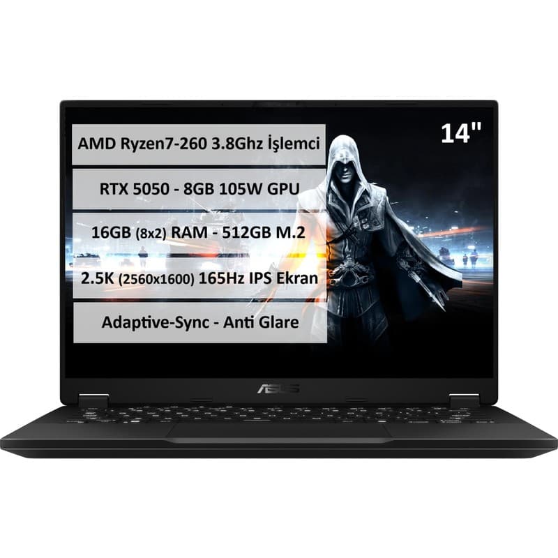 Asus Tuf Gamıng A14 FA401UH-RG018-GAMING Ryzen 7 260 16GB 512GB SSD RTX5050 8gb 105W 14" Wqxga 165Hz IPS Panel Freedos Taşınabilir Bilgisayar - En Uygun Fiyatlarla Piinti'de