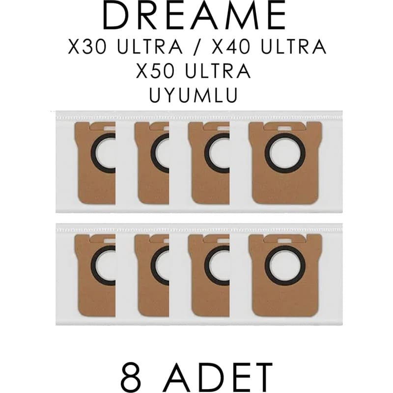 Dreame X30 Ultra / X40 Ultra / X50 Ultra Uyumlu Yedek Toz Torbası 8 Adet - En Uygun Fiyatlarla Piinti'de