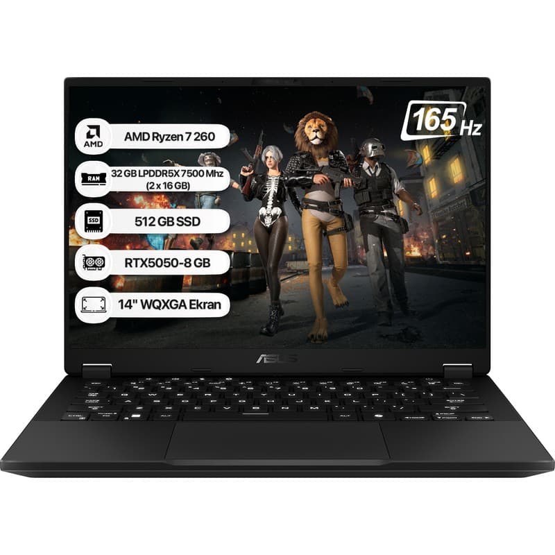 Asus Tuf Gaming A14 FA401UH-RG028 Amd Ryzen 7 260 32GB 512GB SSD RTX5050-8GB 105W Freedos 14" 165Hz Wqxga Taşınabilir Bilgisayar - En Uygun Fiyatlarla Piinti'de