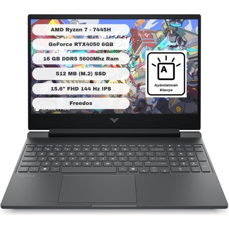 Hp Victus 15-FB3038NT BX9U9EA 6gb RTX4050 Amd Ryzen 7 7445H 16GB Ram 512GB SSD 15.6 Inç Fhd 144Hz Freedos Taşınabilir Bilgisayar - Piinti Fiyat Karşılaştırması