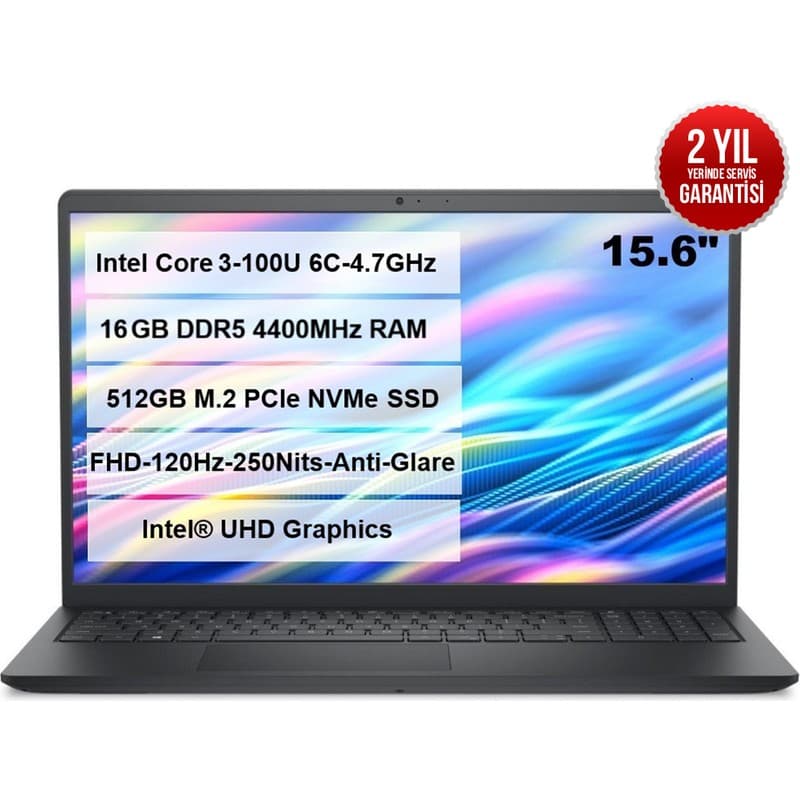 Dell Pro 15 Intel Core3-100U 16GB DDR5 RAM 512GB M.2 SSD 15.6" FHD Ubuntu PV15250-01 - Piinti Fiyat Karşılaştırması