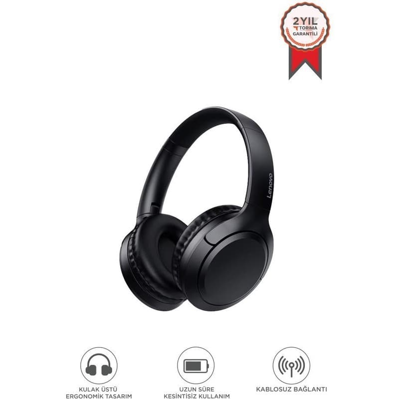 Bluetooth Kulaklık Kulak Üstü Kablosuz Kulaklık Lenovo TH53 Siyah - En Uygun Fiyatlarla Piinti'de