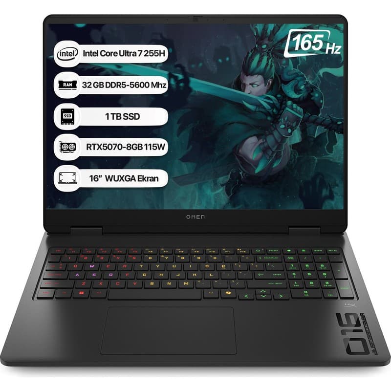 Hp Omen BQ1Y6EA Intel Core Ultra 7 255H 32GB 1tb SSD RTX5070-8GB Freedos 16" Wuxga 165Hz Taşınabilir Bilgisayar - En Uygun Fiyatlarla Piinti'de