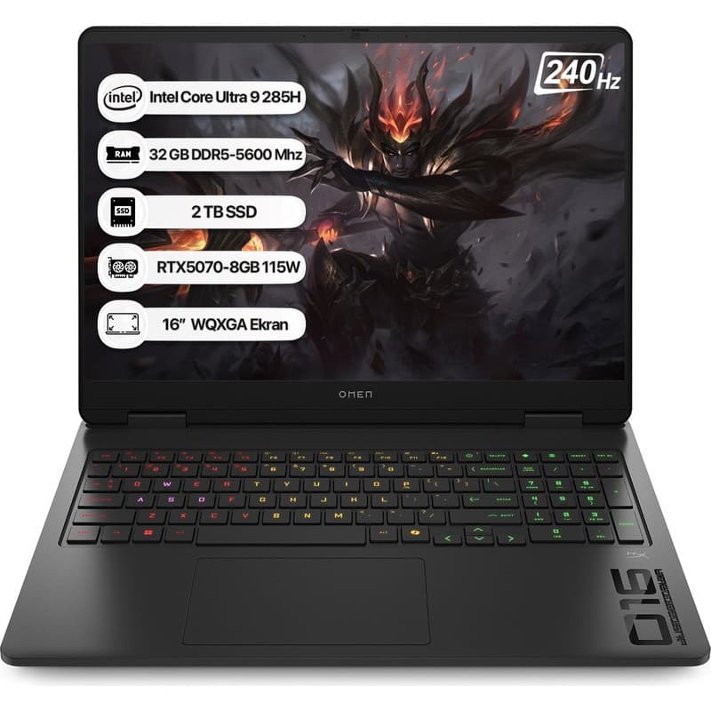 Hp Omen Slim CD7J6EA Intel Core Ultra 9 285H 32GB 2tb SSD RTX5070-8GB Dos 16" Wqxga 240Hz Taşınabilir Bilgisayar - En Uygun Fiyatlarla Piinti'de