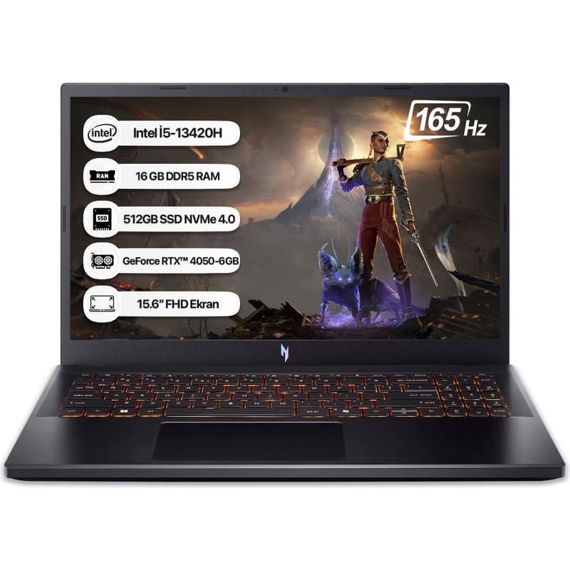Acer Nitro V15 NH.QV2EY.001 I5-13420H 16GB 512GB SSD RTX4050-6GB 165Hz 15.6 Dos Taşınabilir Bilgisayar - En Uygun Fiyatlarla Piinti'de