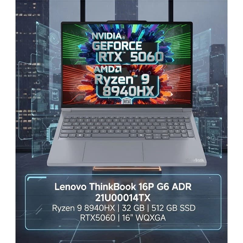 Lenovo Thinkbook 16P G6 Adr 21U00014TX Ryzen 9 8940HX 32 GB 512 GB SSD RTX5060 16" Wqxga - En Uygun Fiyatlarla Piinti'de