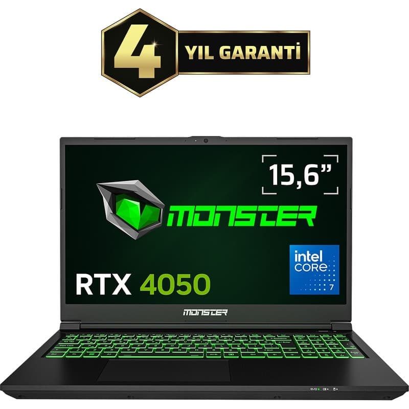 Monster Abra A5 V21.8.5 Intel Core 7 250H 32 GB RAM 1 TB SSD 6 GB RTX 4050 Windows 11 Home 15,6" 144 Hz Oyun Bilgisayarı - En Uygun Fiyatlarla Piinti'de