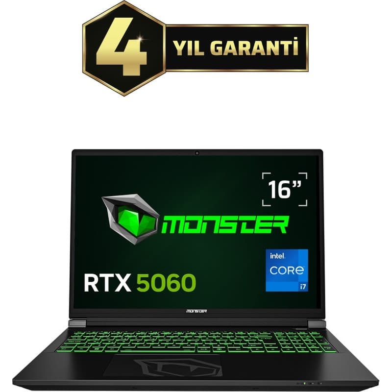 Monster Tulpar T6 V3.3.5 Intel Core i7 13700HX 32 GB RAM 1 TB SSD 8 GB RTX 5060 Windows 11 Home 16" FHD+ 165 Hz Oyun Bilgisayarı - En Uygun Fiyatlarla Piinti'de