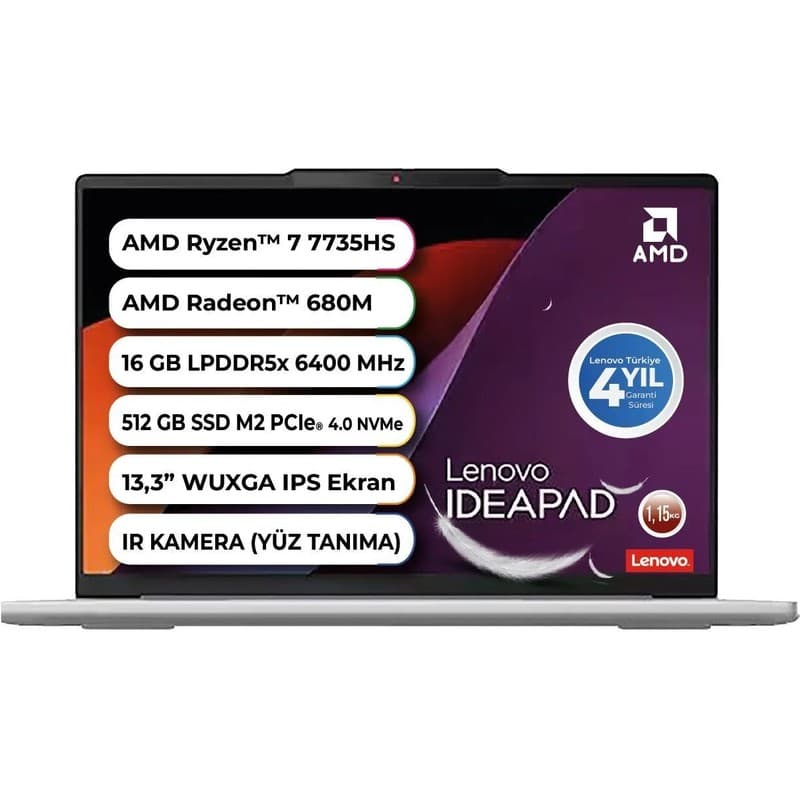 Lenovo Ideapad Slim 5 Amd Ryzen 7 7735HS 16 GB LPDDR5X 6400 Mhz 512 GB Freedos 13.3 Inç 83J2004STR - En Uygun Fiyatlarla Piinti'de