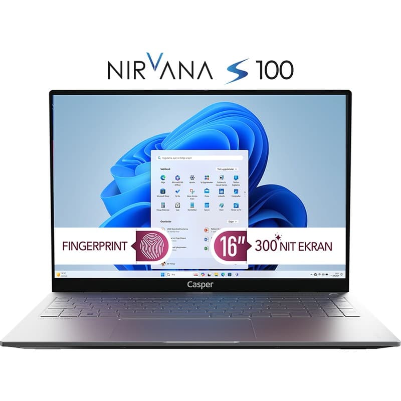 Casper Nirvana S100 Intel Core i7 13620H 16GB 500GB SSD Windows 11 Home 300Nit 16" Taşınabilir Bilgisayar S100.1362-BV00A-G-F - En Uygun Fiyatlarla Piinti'de