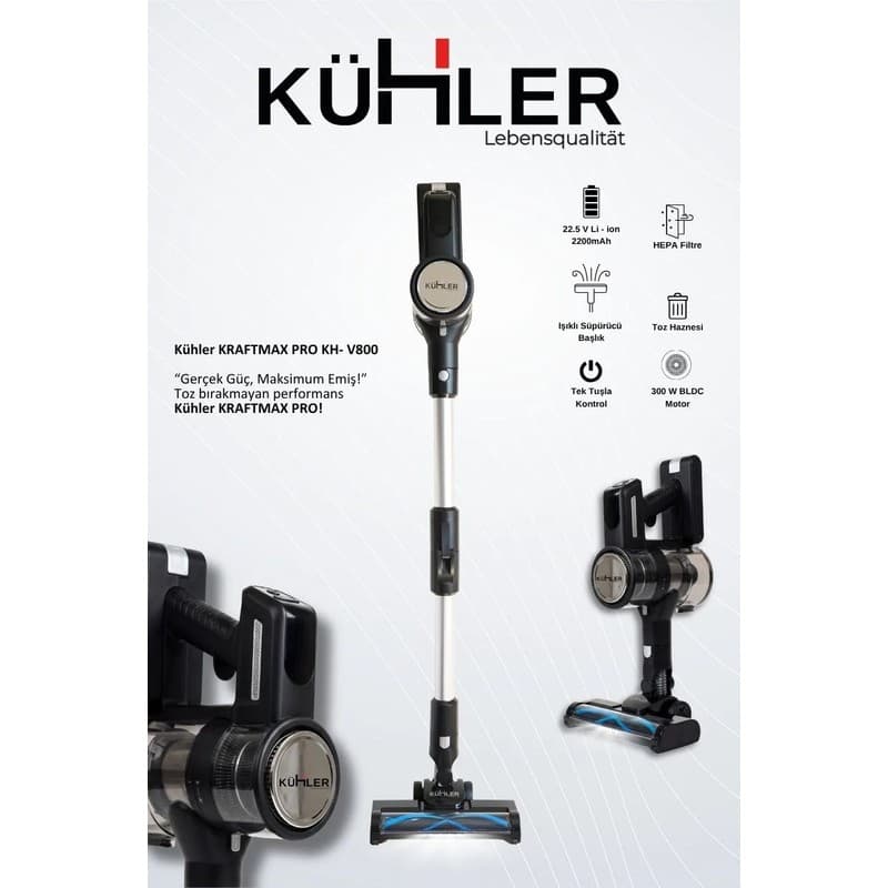 Kühler Kraftmax Pro KH-V800 Kablosuz Turbo Fırçalı Katlanır Esnek Boru Teknolojisi Dikey Şarjlı Süpürge - Piinti Fiyat Karşılaştırması