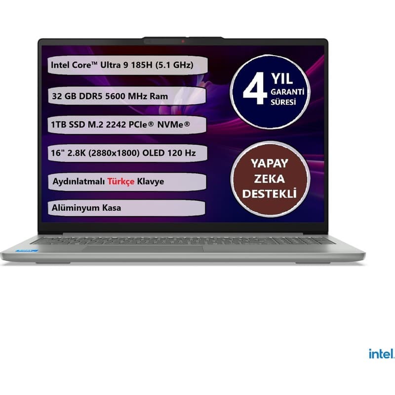 Lenovo Ideapad Slım 5 16IMH10 Intel Core™ Ultra 9 185H 32GB 1 Tb SSD Freedos 16" 83V70057TR Taşınabilirbilgisayar - En Uygun Fiyatlarla Piinti'de