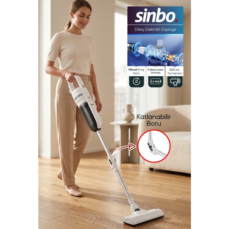 Sinbo SVC-8640 Dikey Elektrikli Süpürge Katlanır Borulu, El Süpürgesi, 800 ml Toz Hazneli - Piinti Fiyat Karşılaştırması