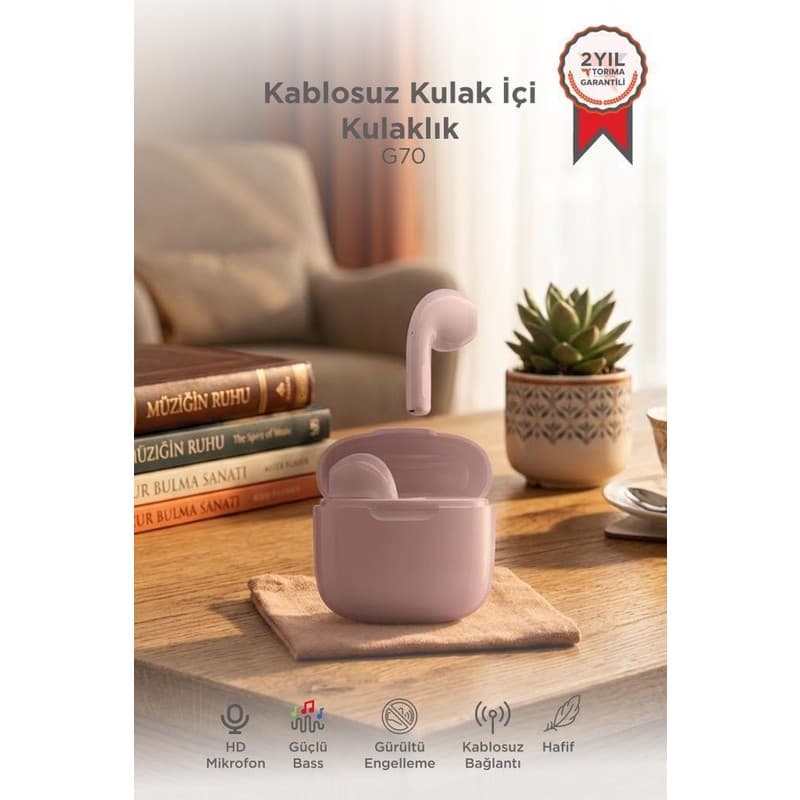 Torima Bluetooth Kulaklık Kulak İçi Tws Kablosuz Kulaklık G70 Pembe - En Uygun Fiyatlarla Piinti'de