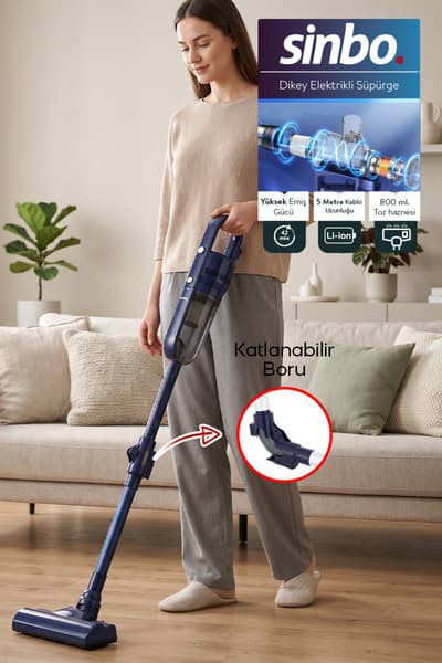 SVC-8625 Pratic Dikey Elektrikli Süpürge Katlanır Borulu, El Süpürgesi, 800 ml Toz Hazneli - Piinti Fiyat Karşılaştırması
