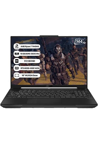 TUF Gaming A16 FA607NUG-RL212 R7 7445HS 16GB 512GB SSD RTX4050-6GB 140W Dos 16 inç WUXGA 144Hz - Piinti Fiyat Karşılaştırması