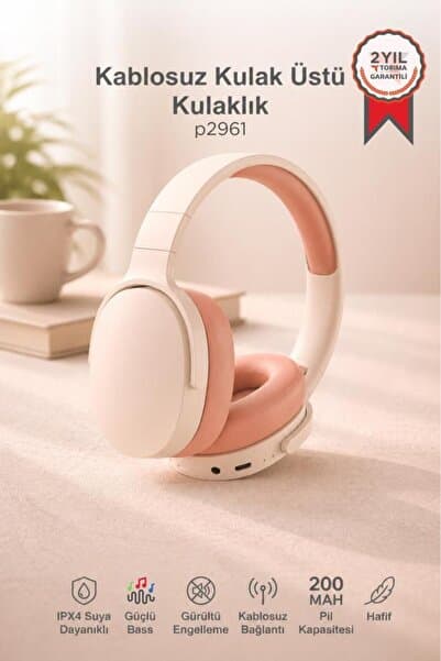 Bluetooth Kulaklık Kulak Üstü Kablosuz Kulaklık P2961 Pembe - Piinti Fiyat Karşılaştırması