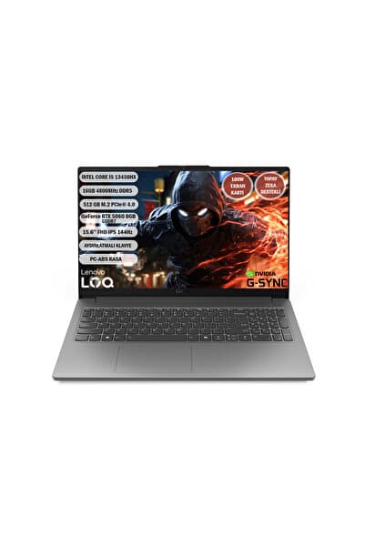 LOQ Intel Core i5-13450HX 16GB 512GB SSD 15.6" FHD 144Hz RTX5060 8GB 100W GDDR7 FreeDOS 83JE00JMTR - Piinti Fiyat Karşılaştırması