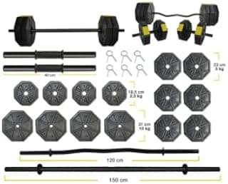 Tan Spor 80 Kg DÜZ BAR (150 cm) + Z BAR (120 cm) FULL Dambıl Halter Ağırlık Set SARI Kapaklı - Piinti Fiyat Karşılaştırması