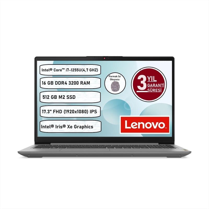 Lenovo Ideapad 3 17IAU7 Intel Core- I7-1255U 16 GB 512 GB SSD Freedos 17.3" Taşınabilir Bilgisayar - Piinti Fiyat Karşılaştırması