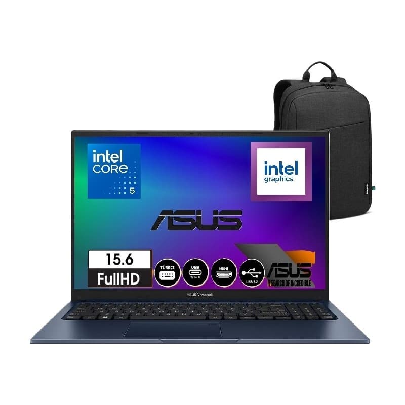 Asus Vivobook 15 X1504VA-NJ3665S1 Intel Core 5 120U 16GB 512GB SSD Intel Graphics 15,6" Fhd Windows 11 Pro Taşınabilir Bilgisayar Snertech Çantaa - Piinti Fiyat Karşılaştırması