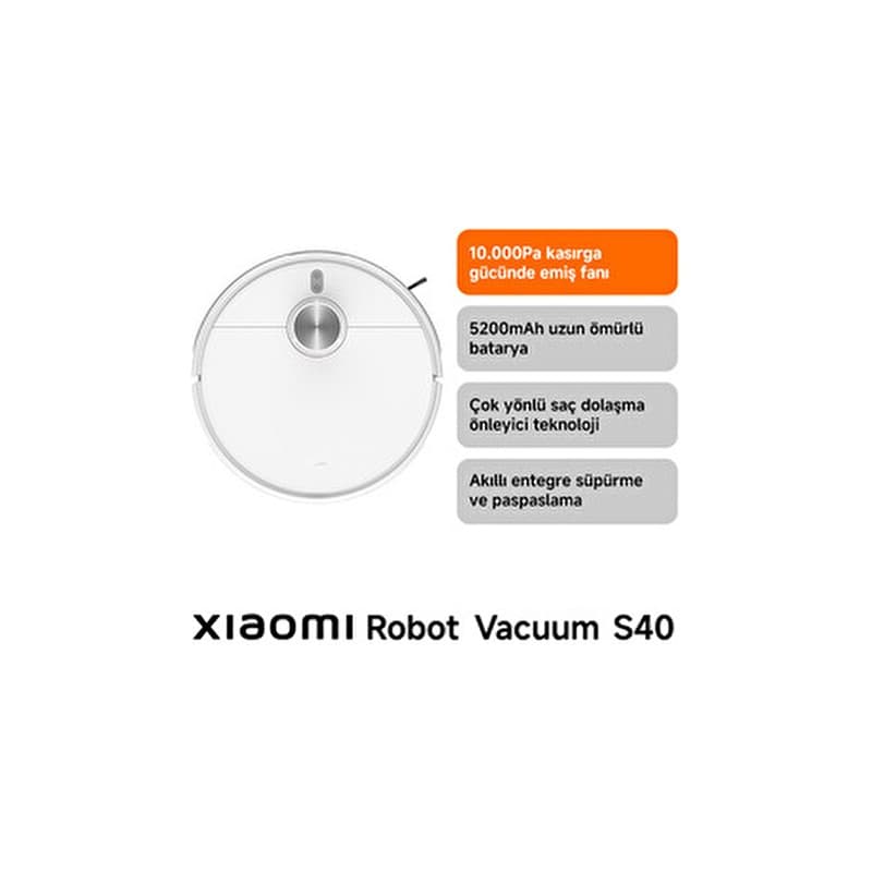 Xiaomi Robot Vacuum S40 Beyaz Akıllı Robot Süpürge 10000 Pa Emiş Gücü ile Etkili Temizlik - Piinti Fiyat Karşılaştırması